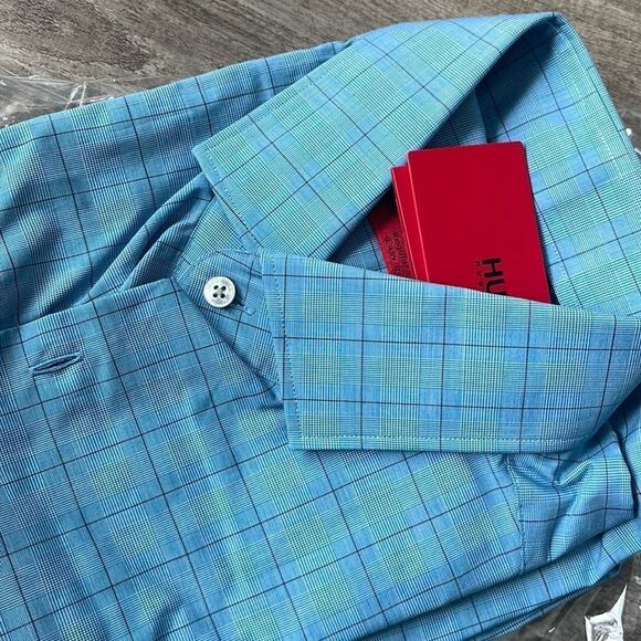 Hugo C-Gordon Regular Fit Check Shirt-BLUE-EU 39/US 15.5 - Picture 2 of 3